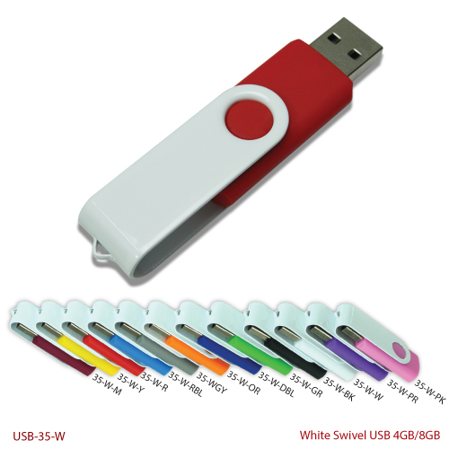 USB in White Swivel and USB Branding