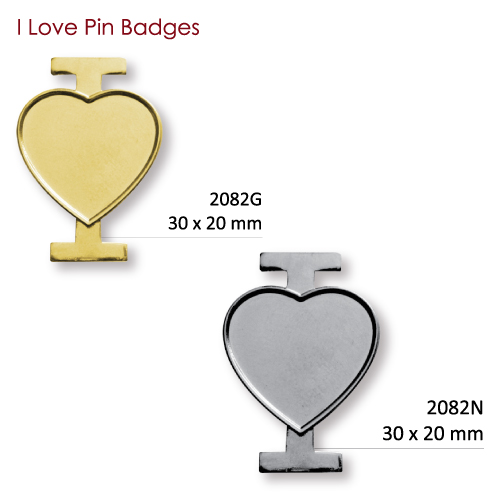 Badge Pins in I Love Title with Logo Branding