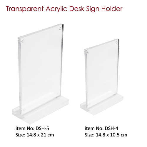 Transparent Acrylic Desk Sign Holder