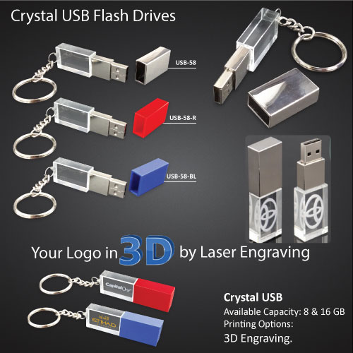 3D Crystal Keychain USB Flash Drives