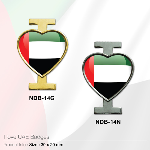 I Love UAE Badges with pin at the back