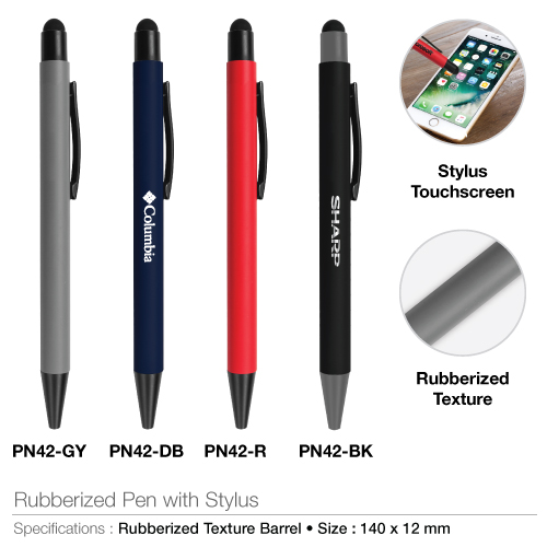 Rubberized Metal Pens with Stylus