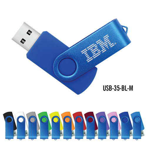 Blue Swivel USB Flash Drives 35-BL