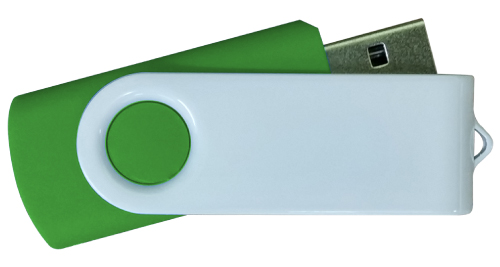 4GB White Metal with Green Plastic USB