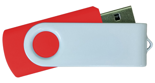 4GB White Metal with Red Plastic USB