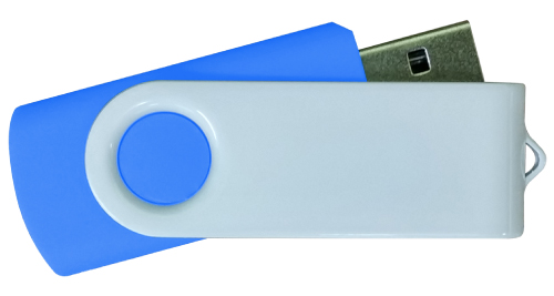 4GB White Metal with Royal Blue Plastic USB