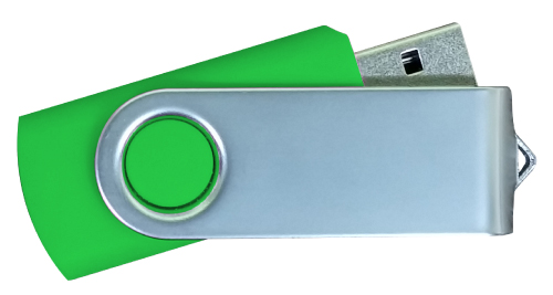 Matt Silver Swivel USB 4GB - Green