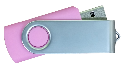 Matt Silver Swivel USB 4GB - Pink