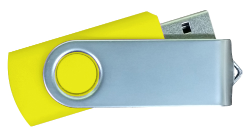 Matt Silver Swivel USB 4GB - Yellow