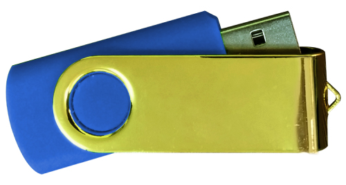 Mirror Shiny Gold Swivel USB 4GB - Dark Blue