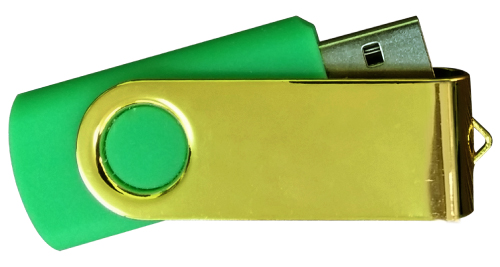 Mirror Shiny Gold Swivel USB 4GB - Green