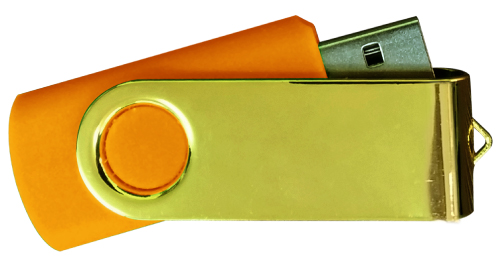 Mirror Shiny Gold Swivel USB 4GB - Orange