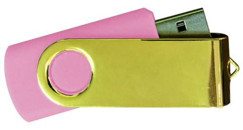Mirror Shiny Gold Swivel USB 4GB - Pink