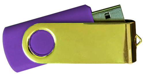 Mirror Shiny Gold Swivel USB 4GB - Purple