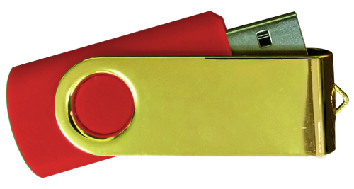 Mirror Shiny Gold Swivel USB 4GB - Red