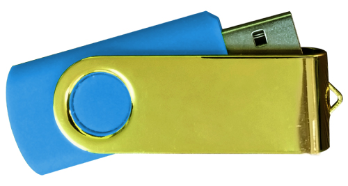 Mirror Shiny Gold Swivel USB 4GB - Royal Blue