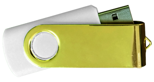 Mirror Shiny Gold Swivel USB 4GB - White