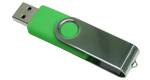 Mirror Shiny Silver Swivel USB 4GB - Green