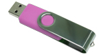 Mirror Shiny Silver Swivel USB 4GB - Pink