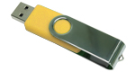 Mirror Shiny Silver Swivel USB 4GB - Yellow