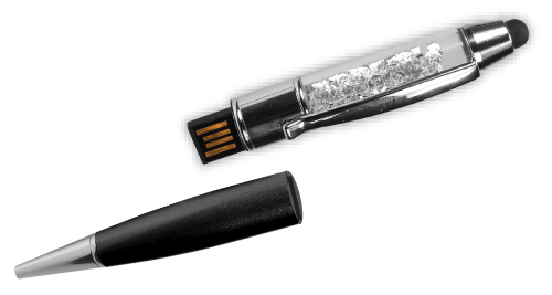 Crystal Pens with USB and Touch - Black