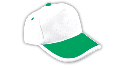 Cotton Caps White and Green Color - 313